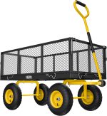 Steel Garden Cart, 2-in-1 1400 lbs Heavy Duty Utility Wagon, with Removable Mesh Sides to Convert into Flatbed, 240 U-Turn 13" Pneumatic Tires Garden Wagon for Farm Yard Lawn Garden Camping - Image 30